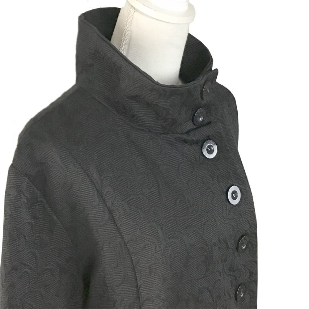 DESIGUAL Long Sleeve Brocade Patterned Collar Button-Down Coat - Picture 3 of 13